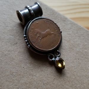 Handmade sterling silver one pice coin topaz